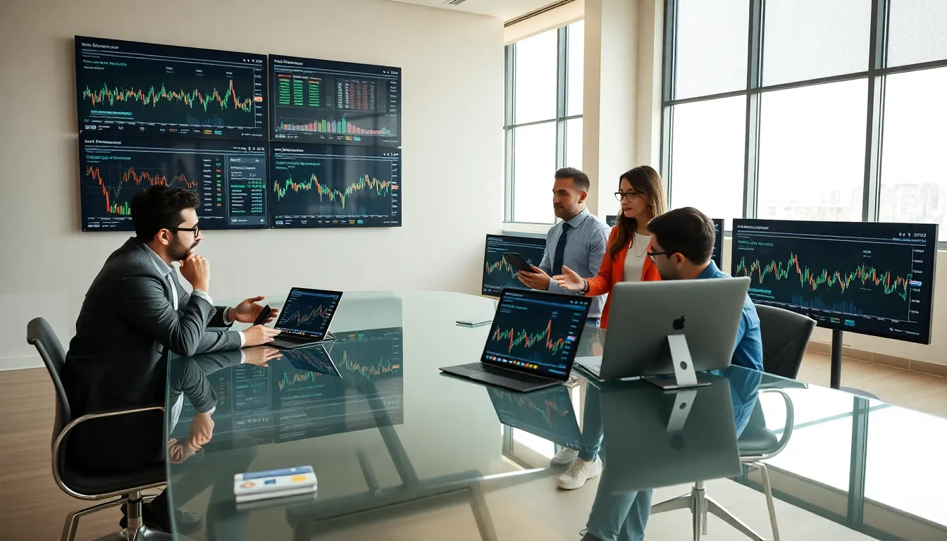 diverse team discussing cryptocurrency in a modern workspace.