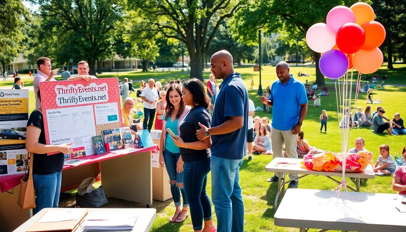 A community event organized using ThriftyEvents.net in a sunny park.